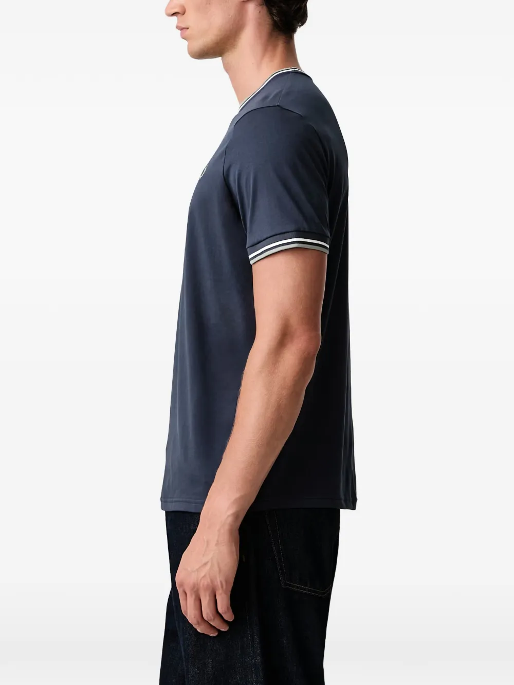Fred Perry embroidered-logo tipped T-shirt Blauw