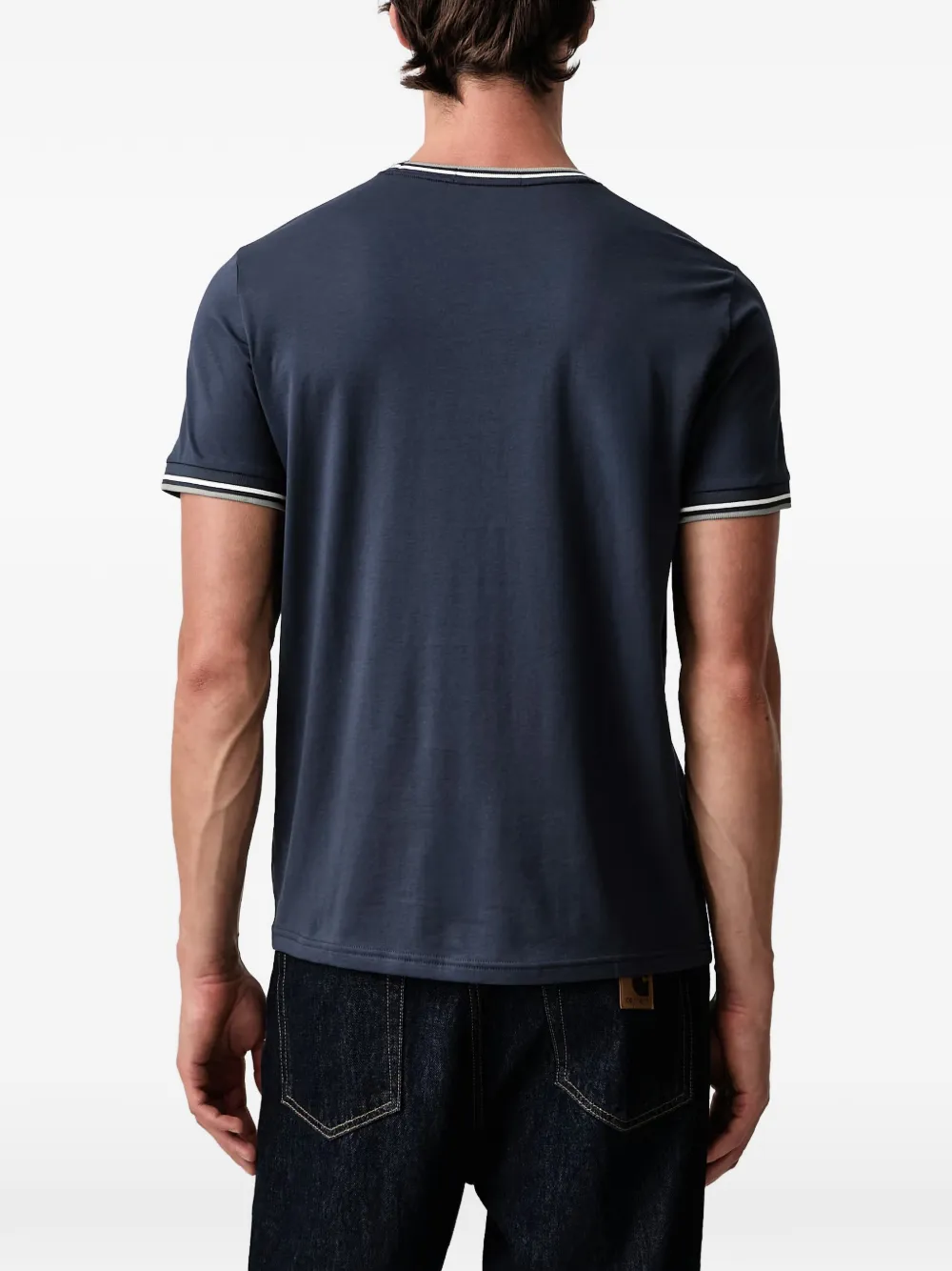 Fred Perry embroidered-logo tipped T-shirt Blauw