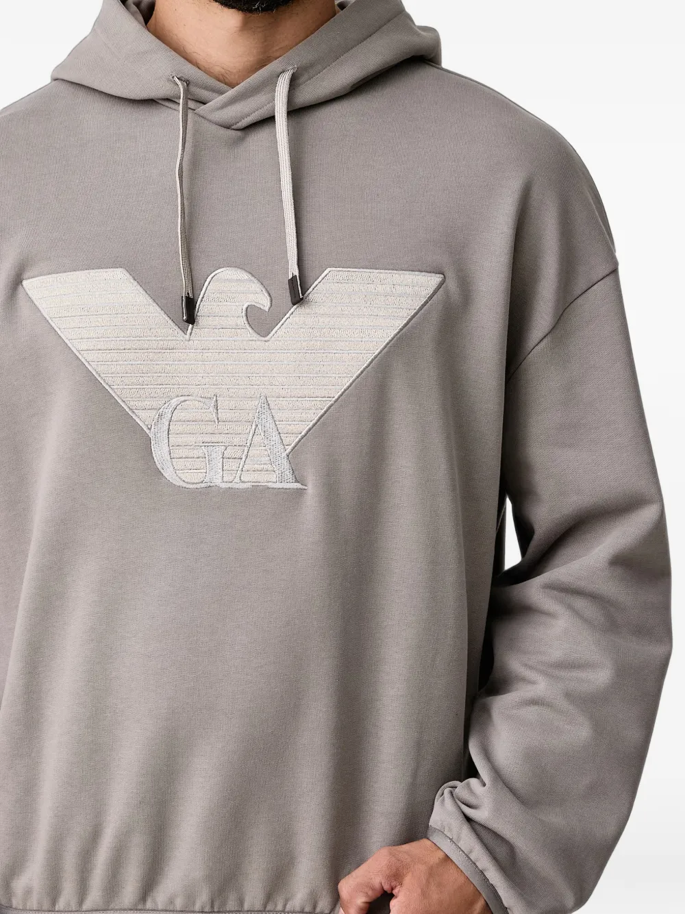 Emporio Armani Hoodie met geborduurd logo Grijs
