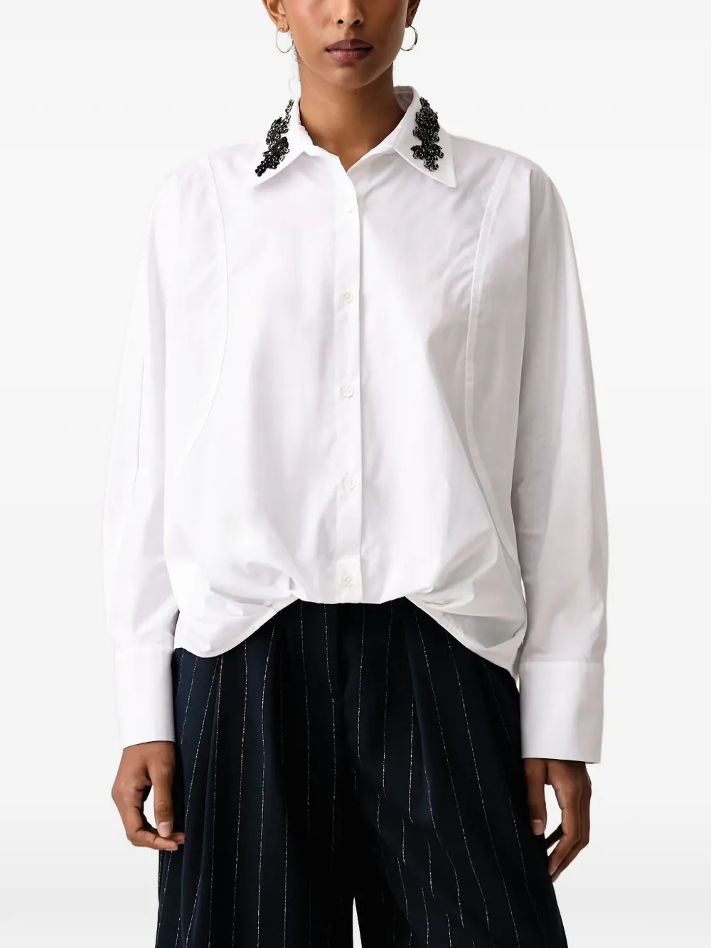ERMANNO FIRENZE bead-embellished poplin shirt