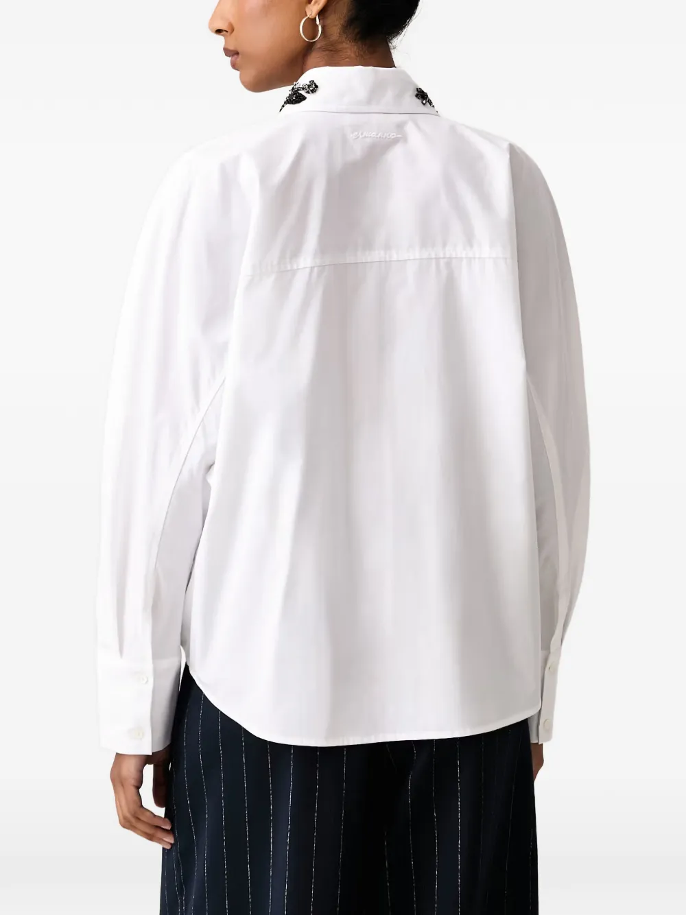 ERMANNO FIRENZE Popeline blouse verfraaid met kralen Wit