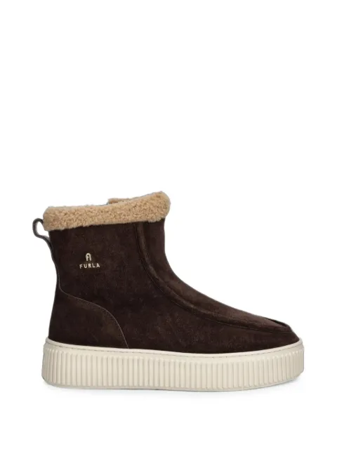 Furla shearling-trim suede boots