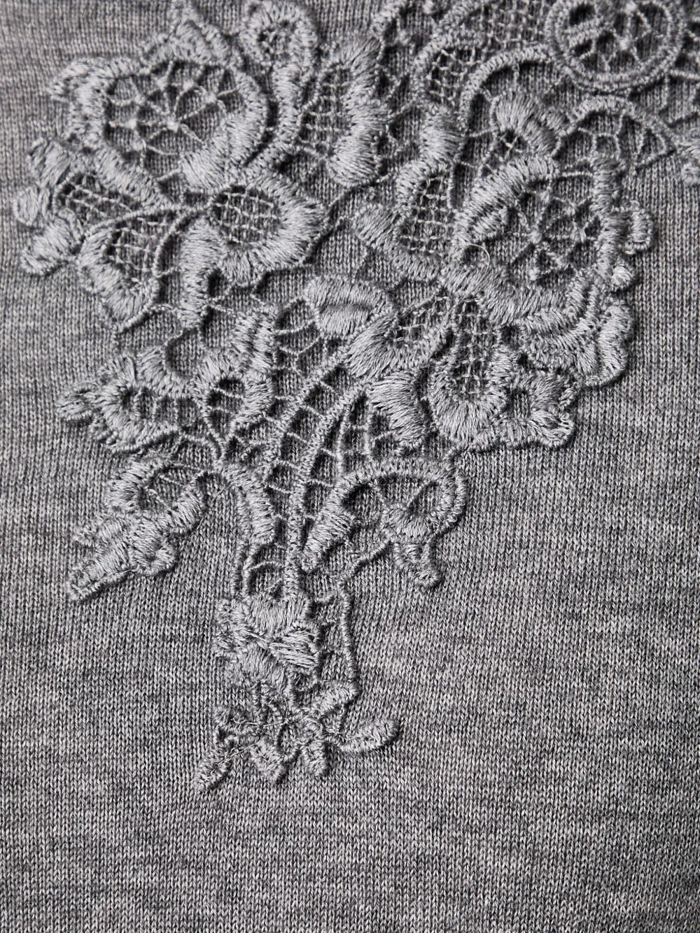 Ermanno Scervino lace-appliqué pointelle-knit sweater Grijs