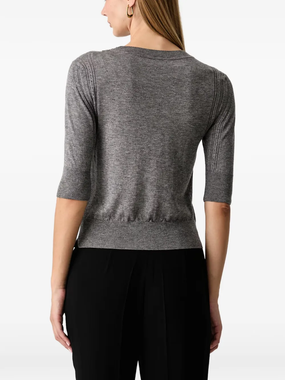 Ermanno Scervino lace-appliqué pointelle-knit sweater Grijs