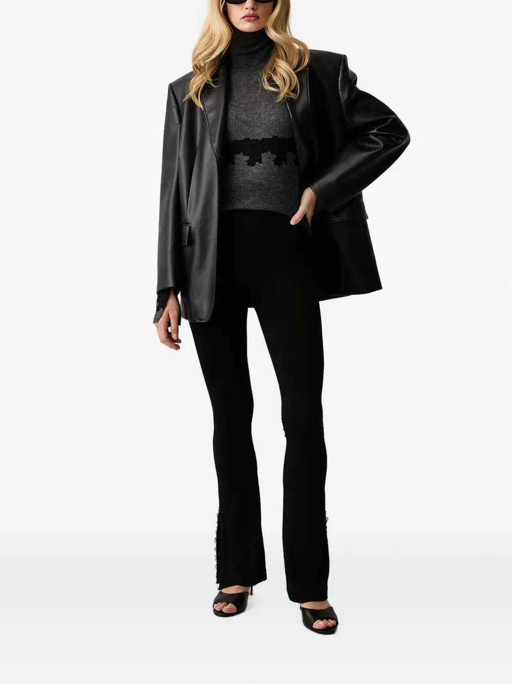Ermanno Scervino fringed-trim flared leggings Zwart