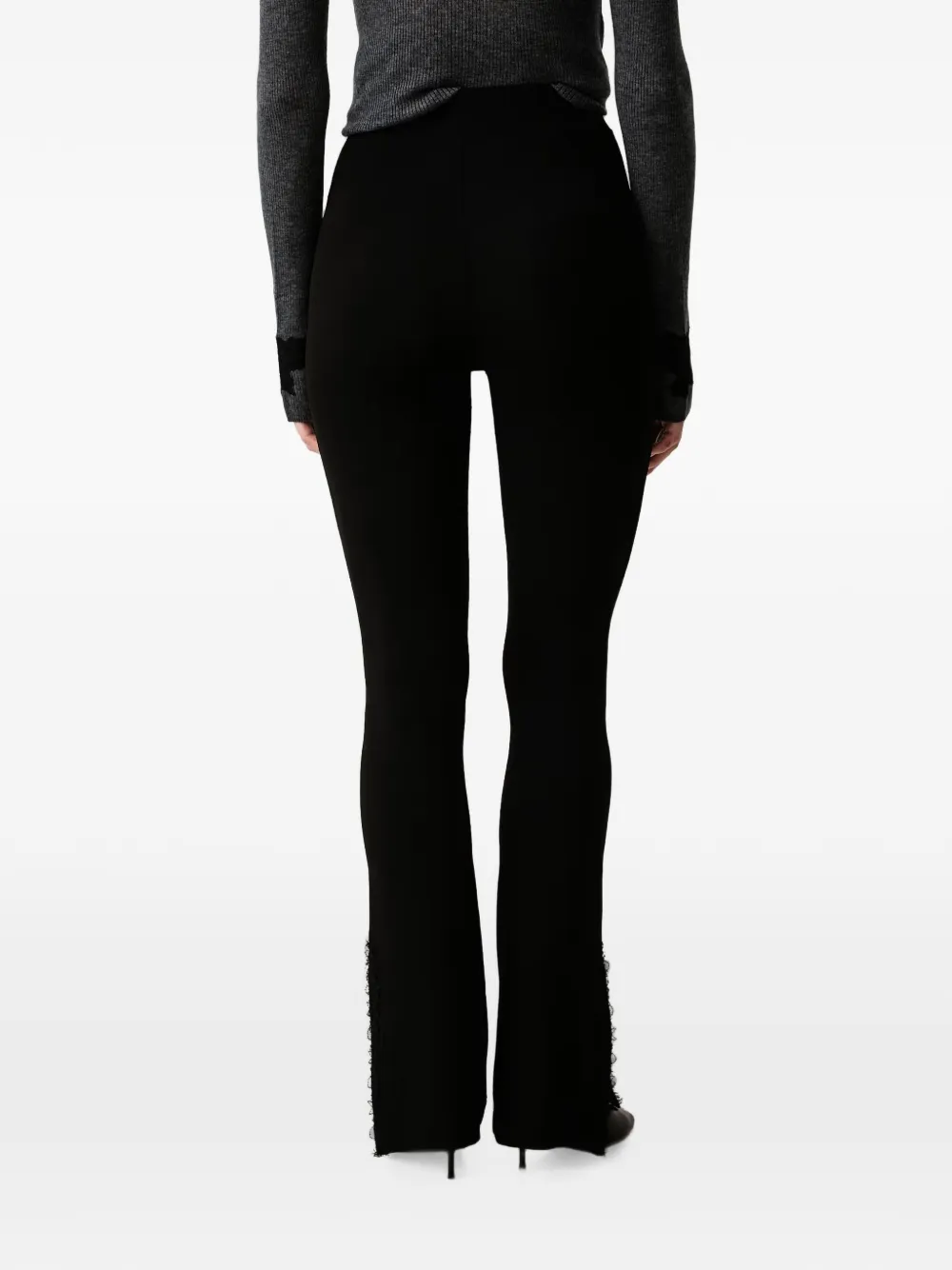 Ermanno Scervino fringed-trim flared leggings Zwart