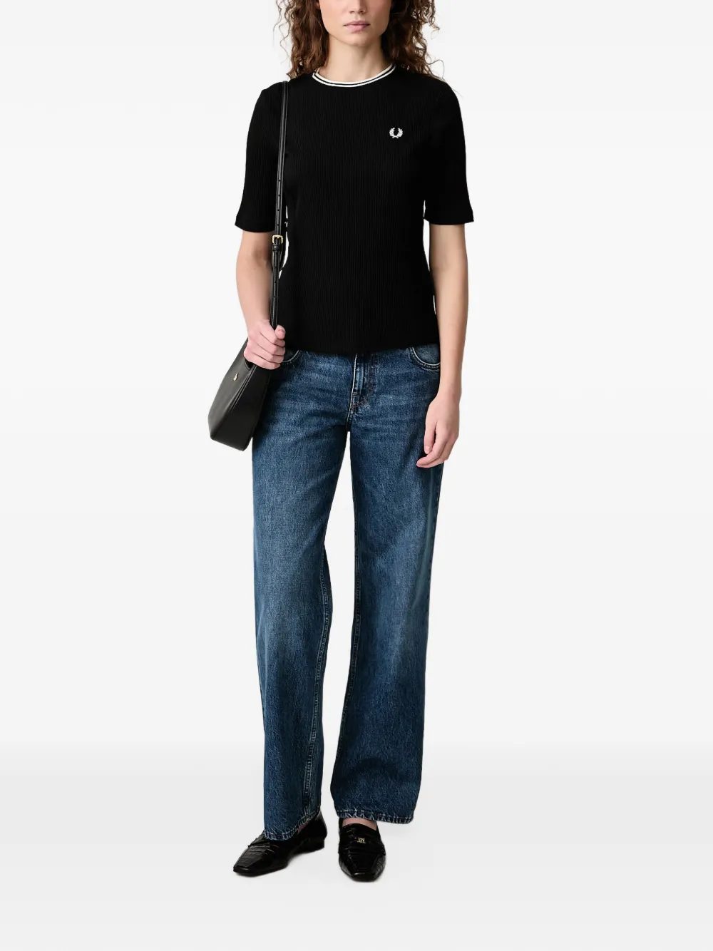 Fred Perry T-shirt met geborduurd logo Zwart