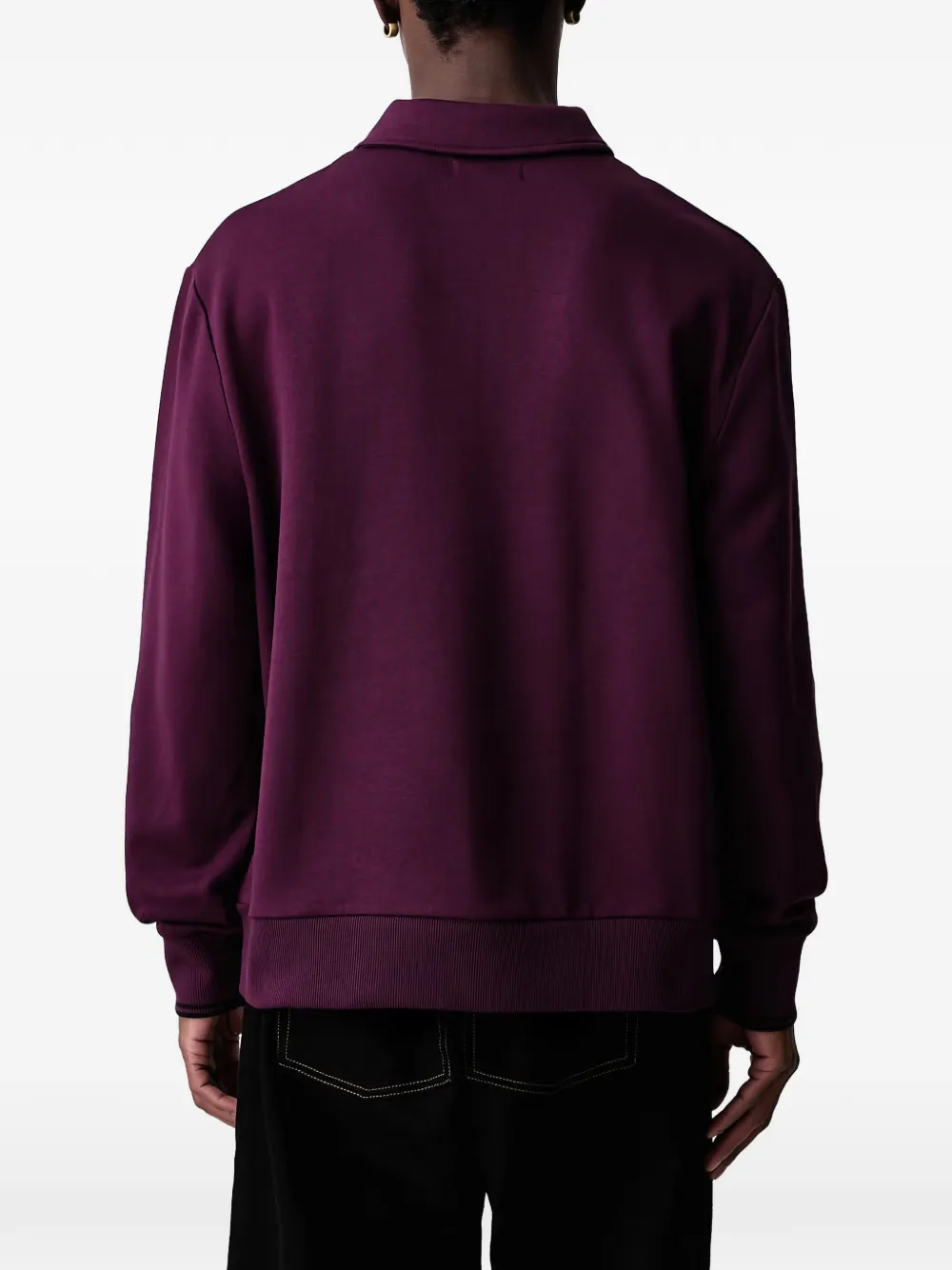 Fred Perry quarter-zip logo-embroidered polo shirt Paars