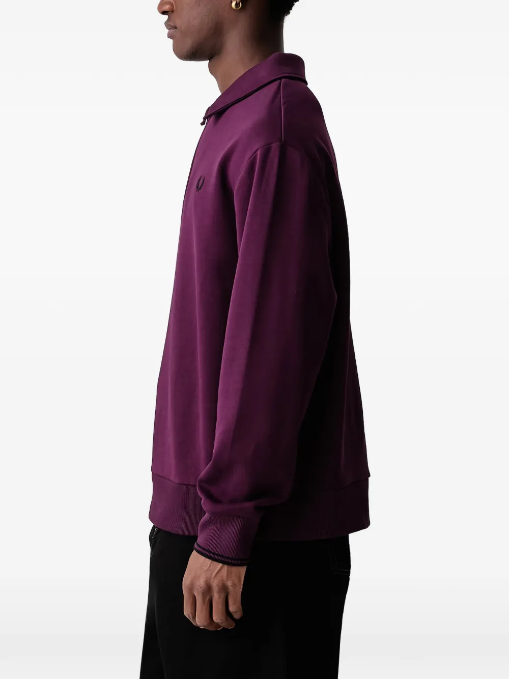 Fred Perry quarter-zip logo-embroidered polo shirt Paars