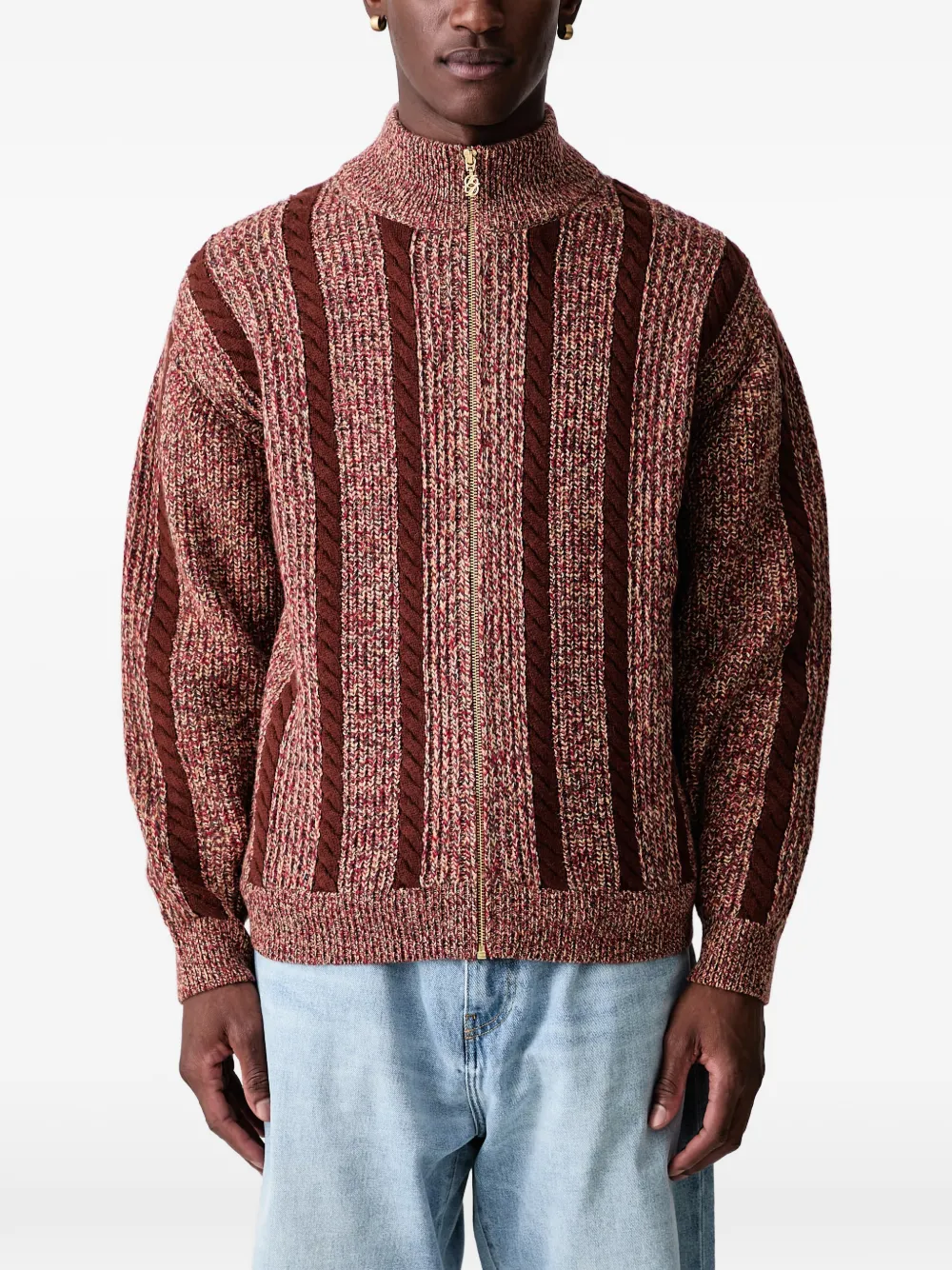 Drôle De Monsieur cable-knit zip-up cardigan Rood