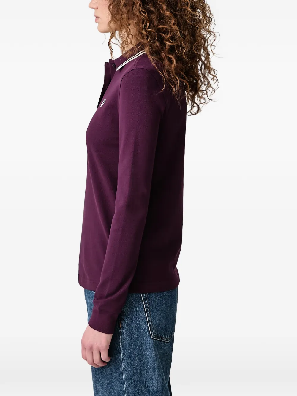 Fred Perry long-sleeve cotton polo top Paars