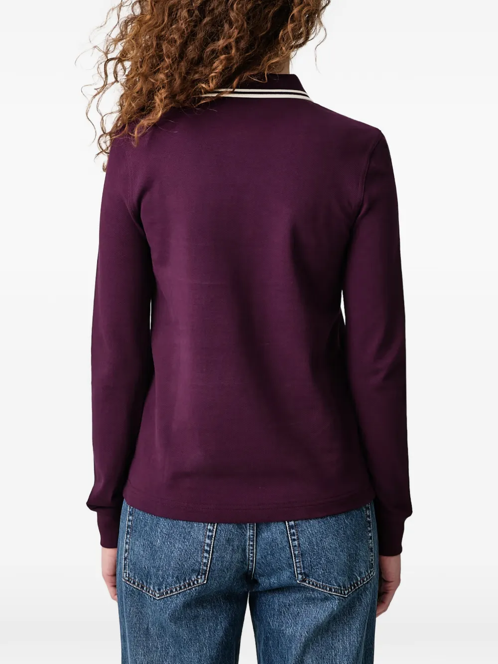 Fred Perry long-sleeve cotton polo top Paars