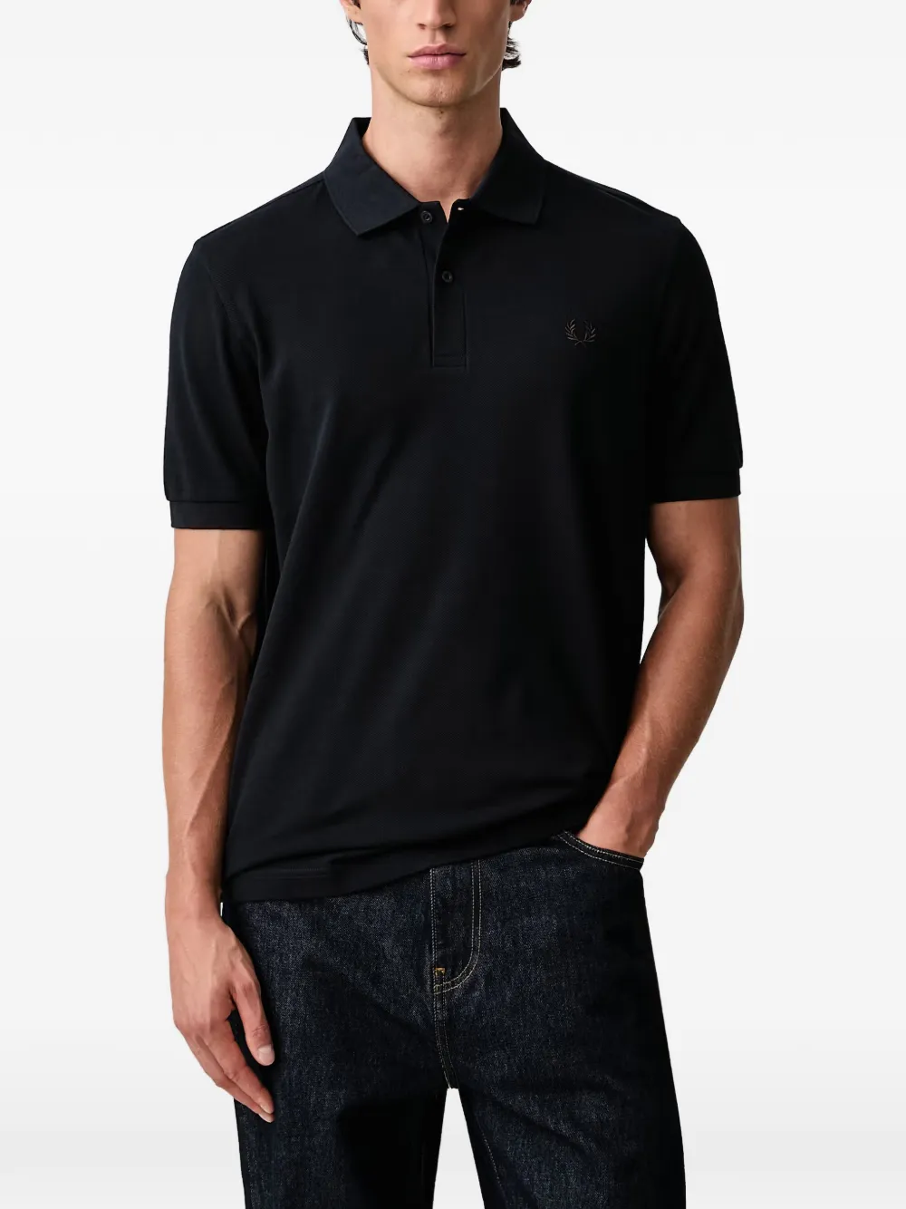 Fred Perry logo-embroidered polo shirt - Nero