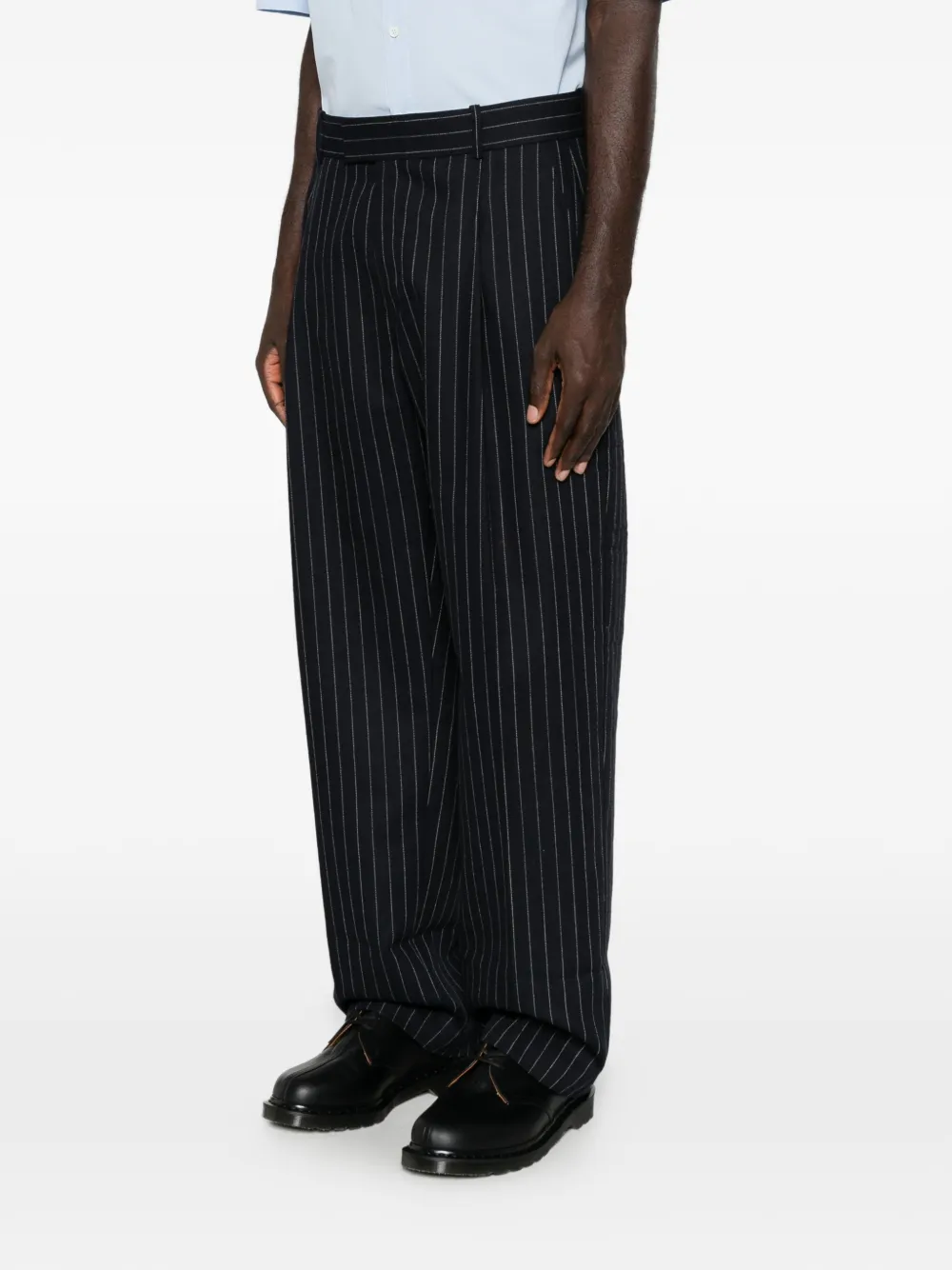 Drôle De Monsieur Broek met krijtstreep Blauw