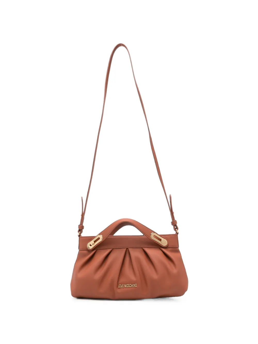 Love Moschino ruched leather cross body bag - Marrone