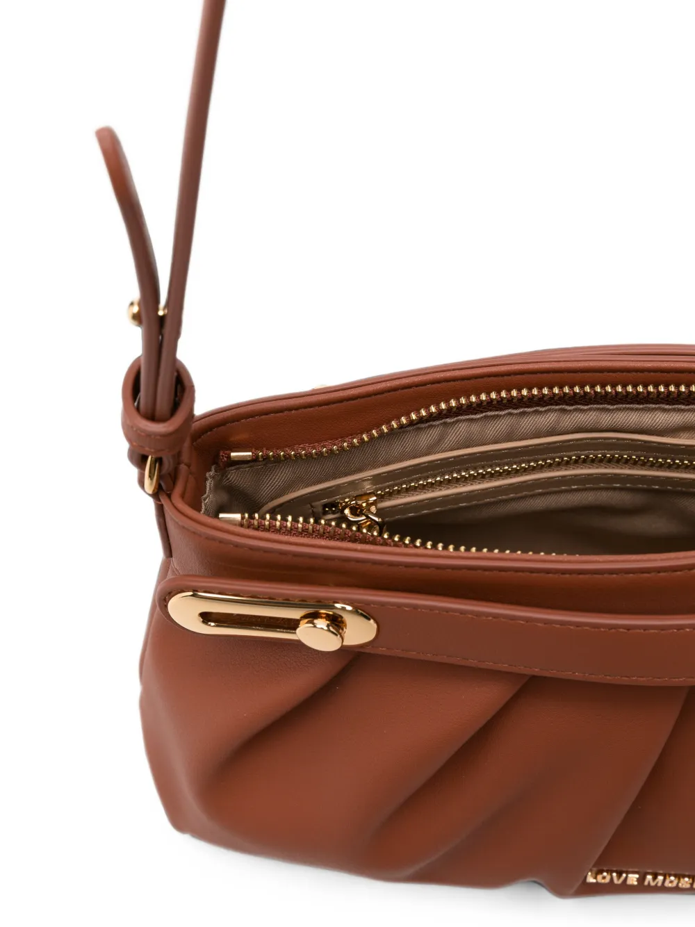 Love Moschino Leren crossbodytas met ruches Bruin