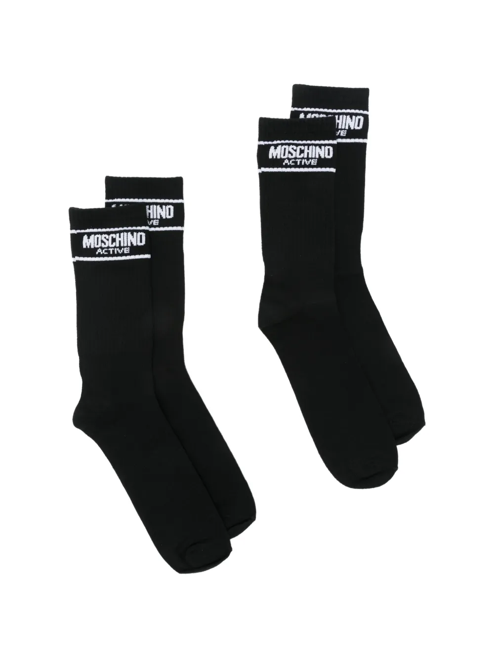 Moschino logo-intarsia ribbed-knit socks set of two - Nero
