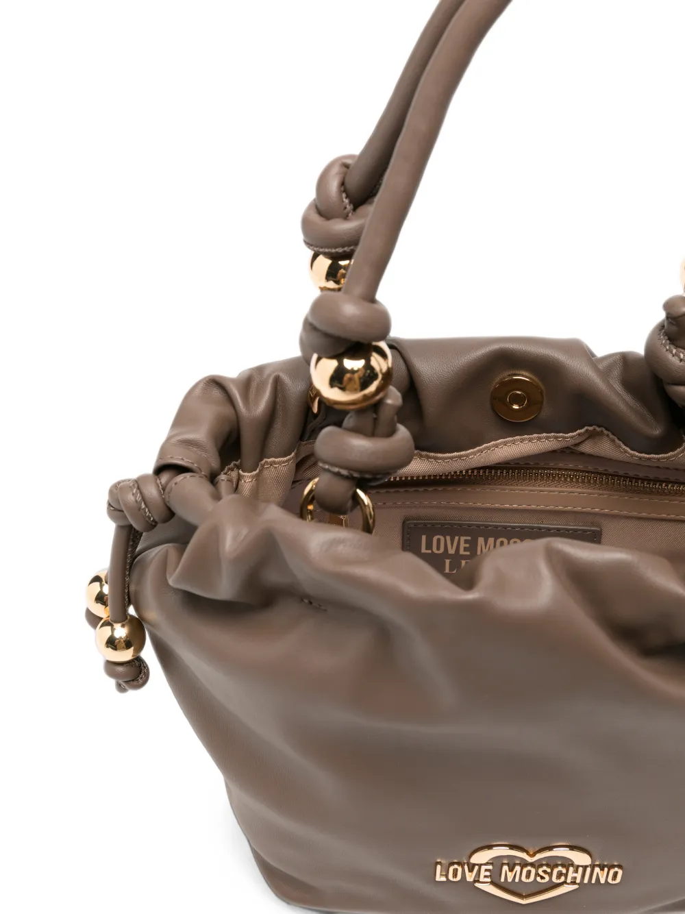 Love Moschino Shopper met ruches verfraaid met kralen Bruin