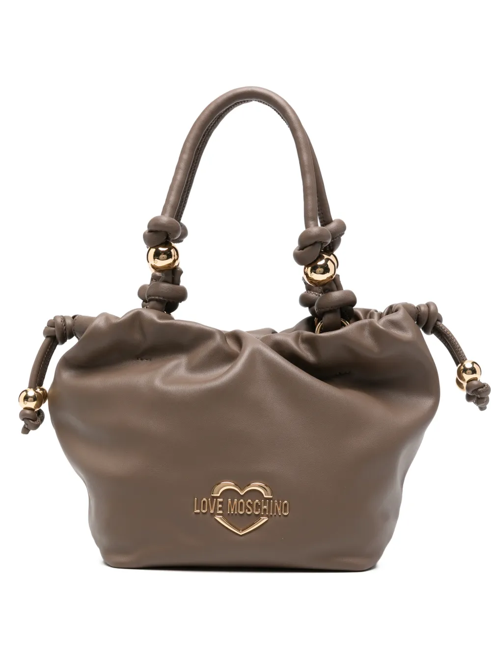 Love Moschino bead-embellished ruched tote bag - Marron Love Moschino bead-embellished ruched tote bag - Marron