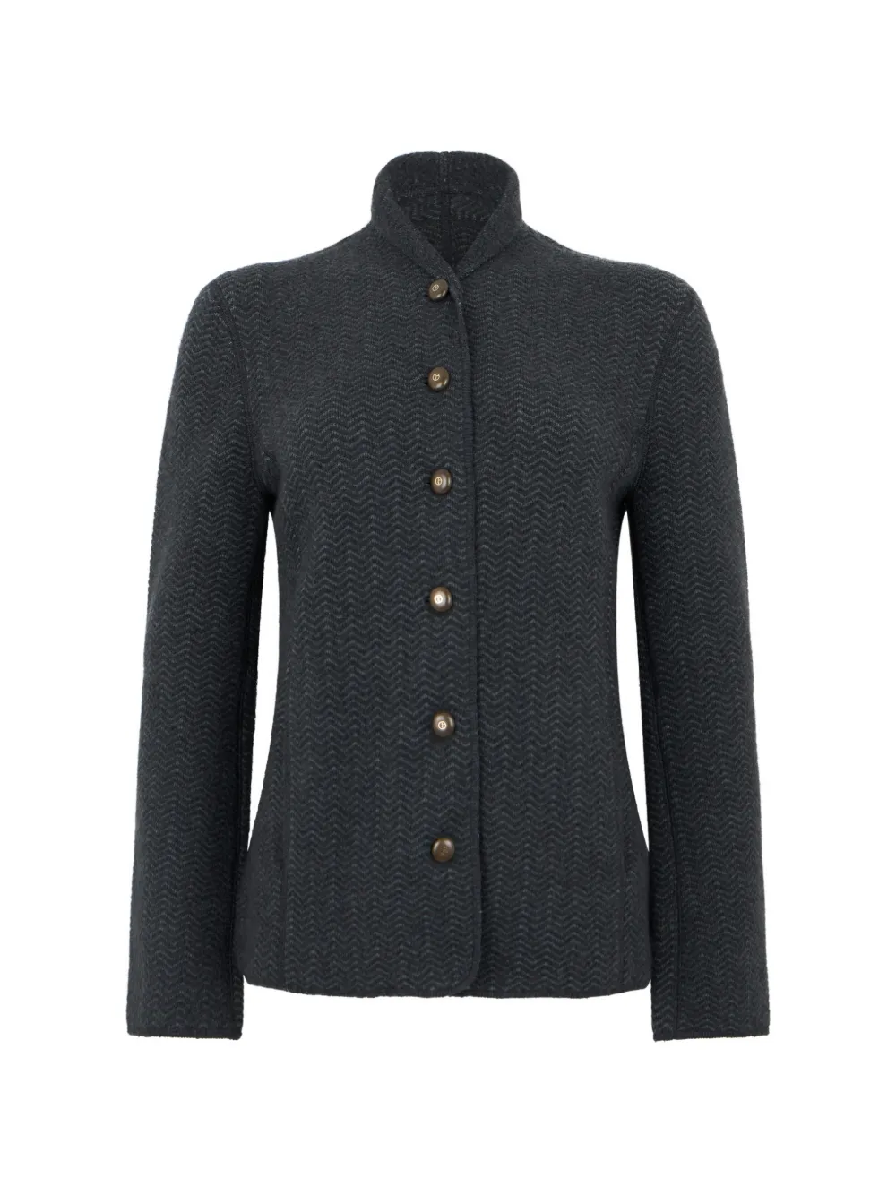 Giorgio Armani chevron-knit button-up blazer - Grau