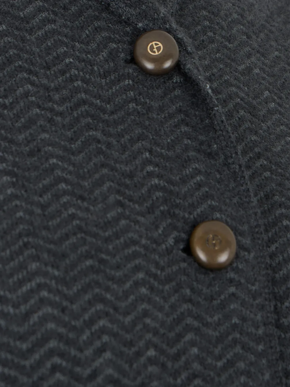 Giorgio Armani chevron-knit button-up blazer Grijs