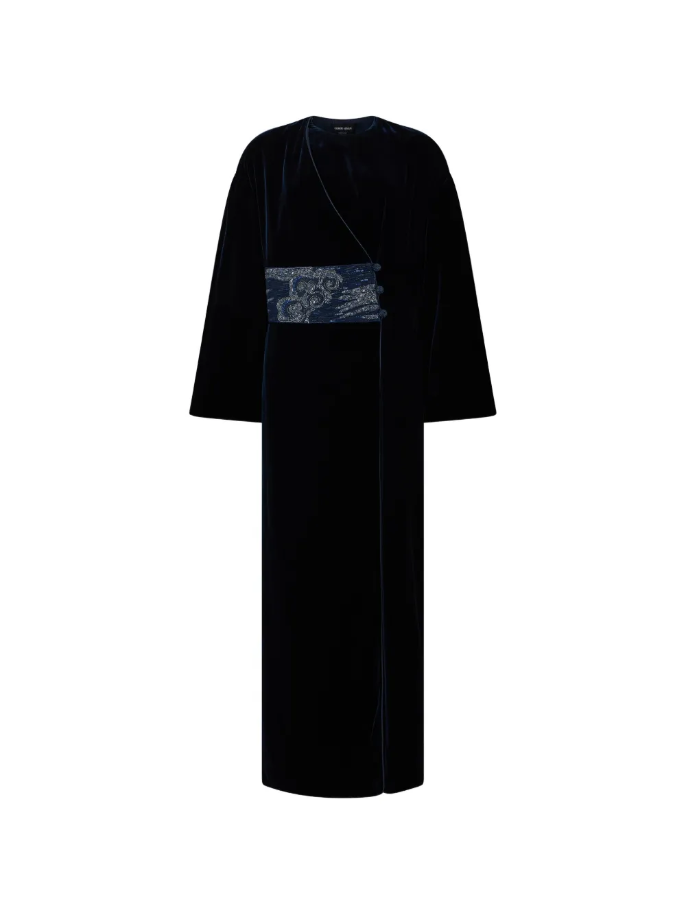 Giorgio Armani beaded velvet maxi dress - Blau