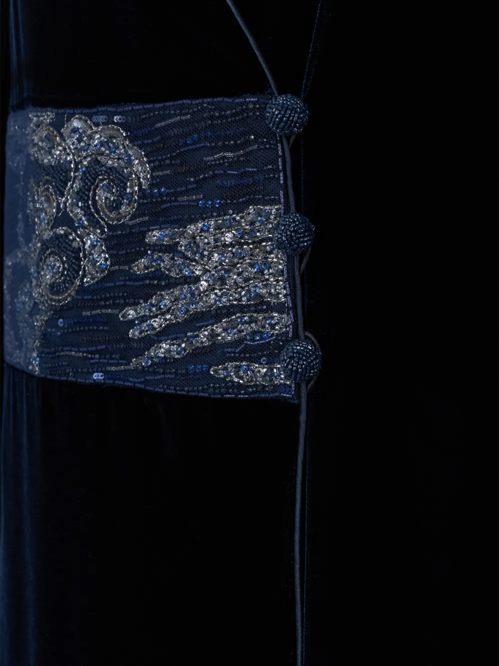 Giorgio Armani beaded velvet maxi dress Blauw