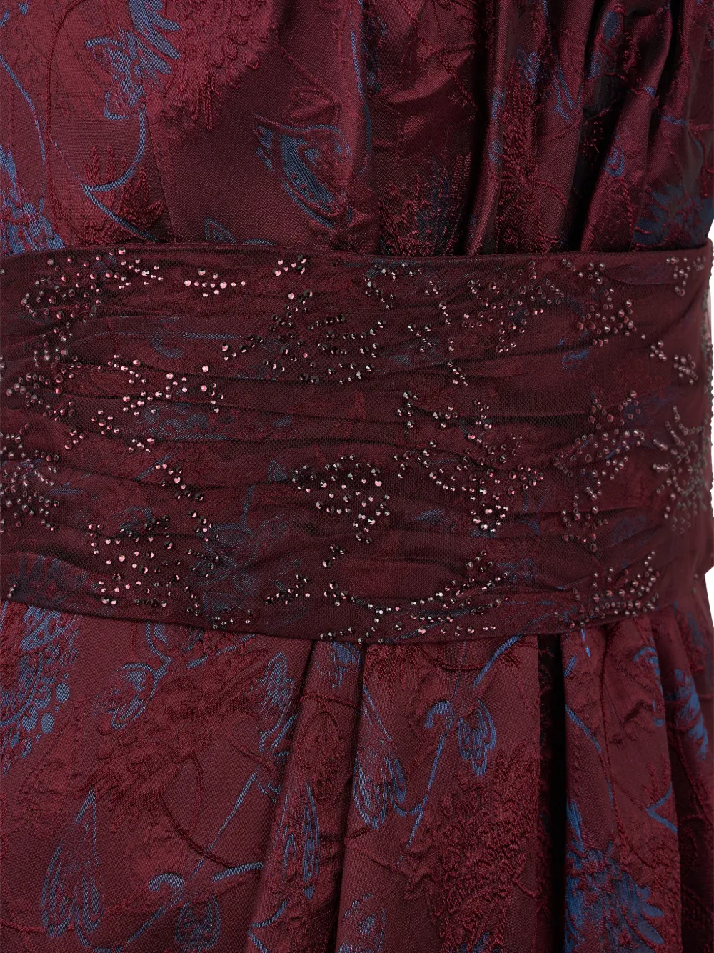 Giorgio Armani floral-jacquard strapless maxi dress Rood