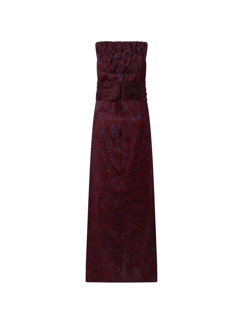 Giorgio Armani floral-jacquard strapless maxi dress Rood