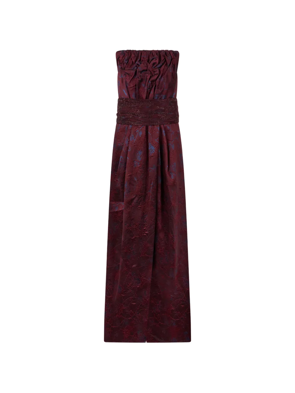 Giorgio Armani floral-jacquard strapless maxi dress - Rot
