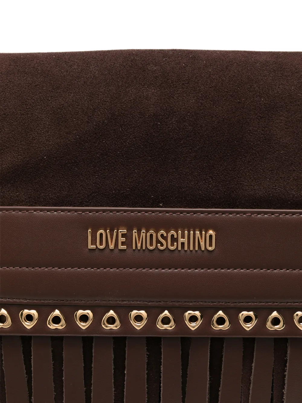 Love Moschino Schoudertas met franje en logo-plakkaat Bruin
