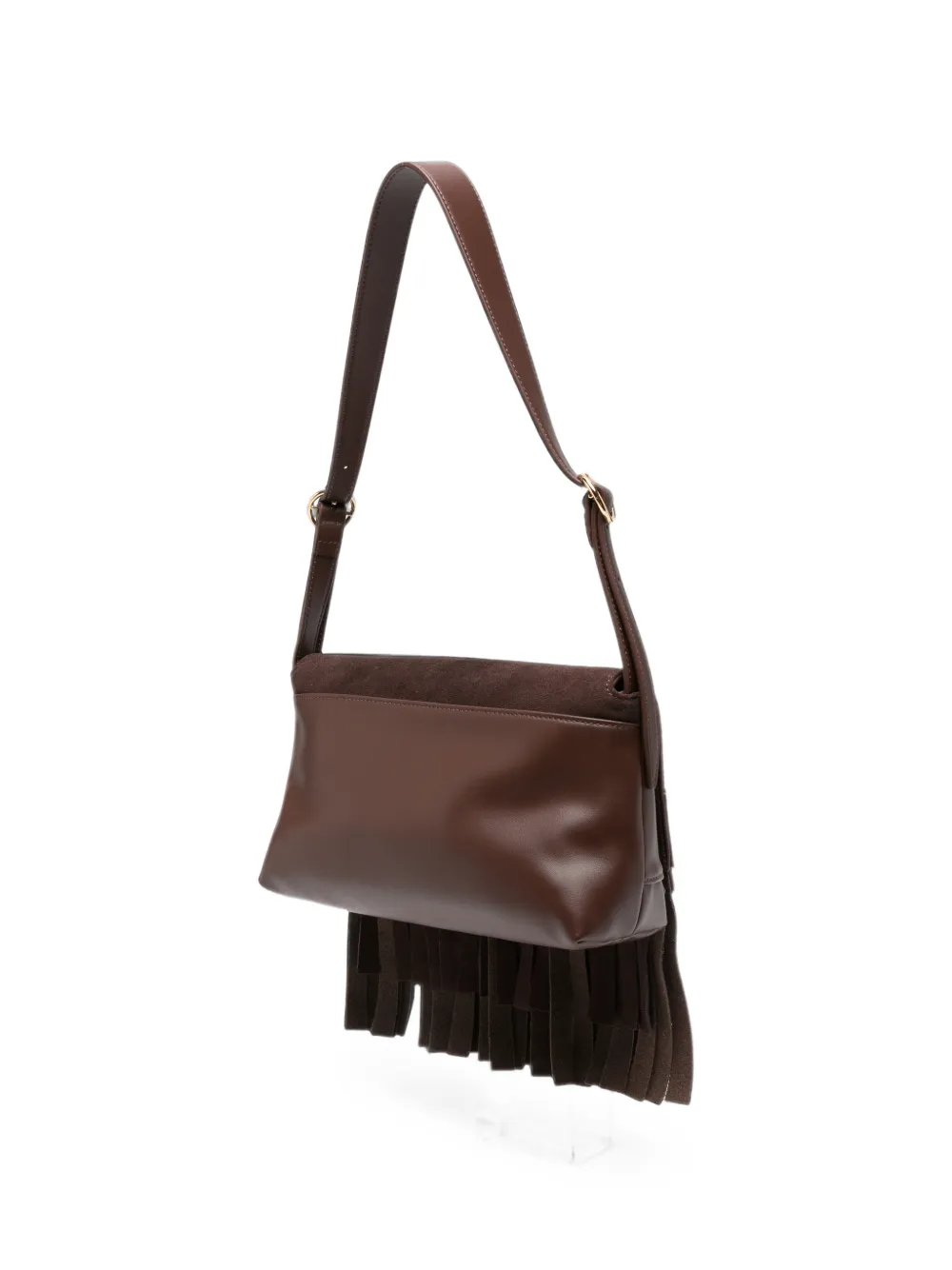 Love Moschino Schoudertas met franje en logo-plakkaat Bruin