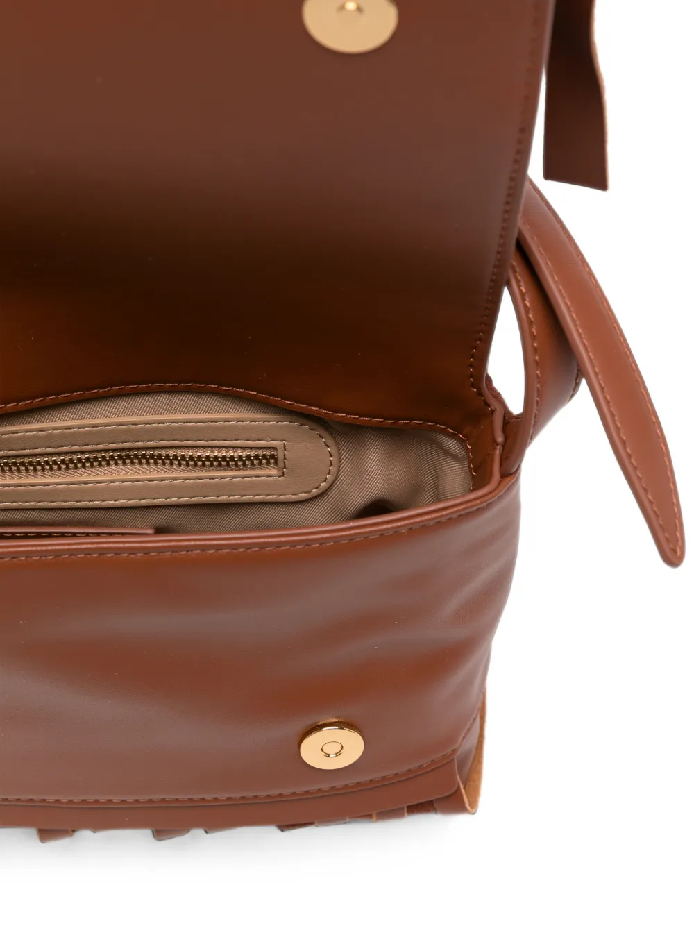 Love Moschino Leren schoudertas met franjeafwerking Bruin