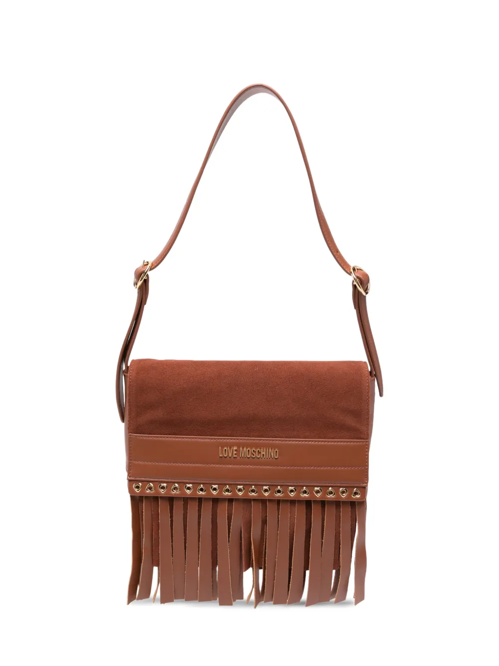 Love Moschino fringe-trim leather shoulder bag - Braun