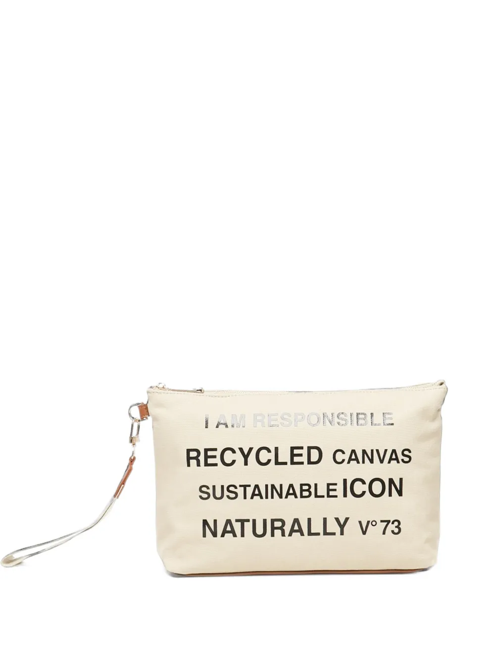 V°73 logo-print canvas clutch bag - Toni neutri