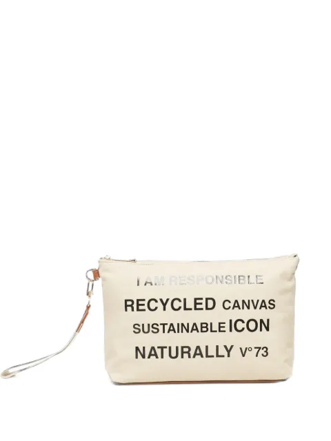 V°73 logo-print canvas clutch bag