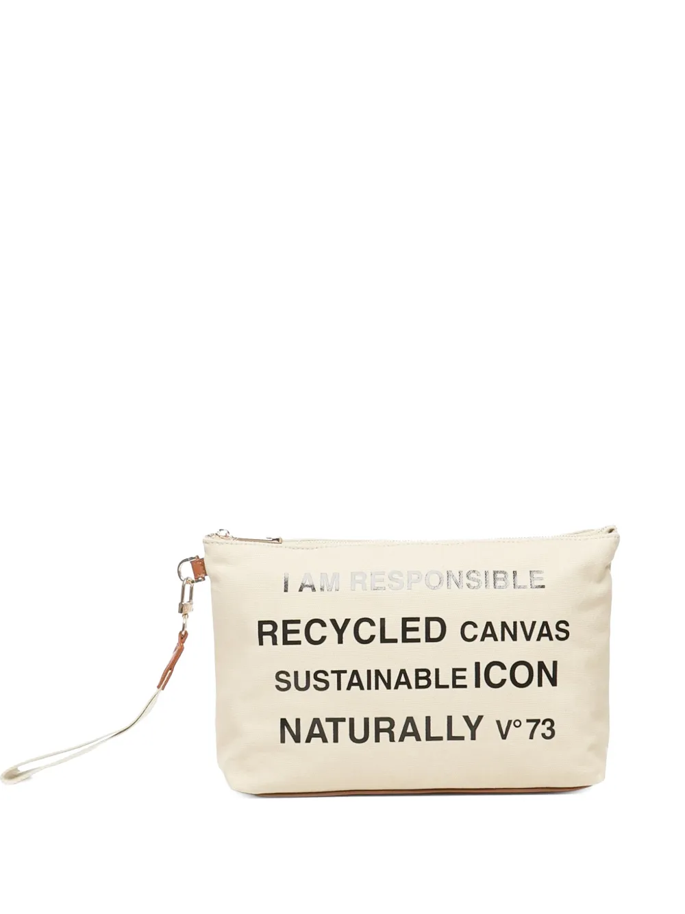 V°73 logo-print canvas clutch bag - Toni neutri
