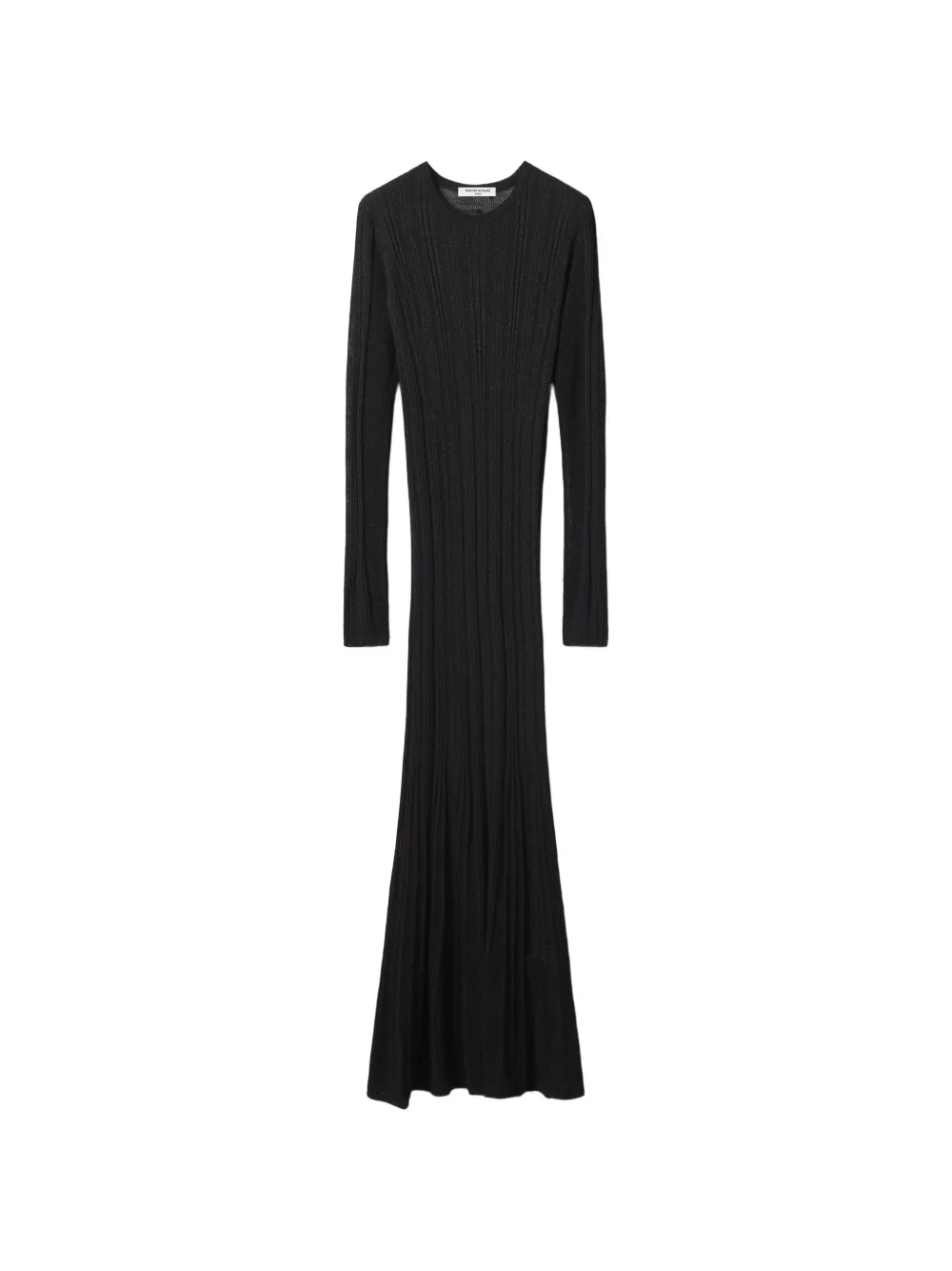 Maison Kitsuné sparkly ribbed-knit long-sleeve maxi dress - Nero
