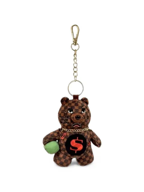 sprayground kid check-print teddy-bear keyring