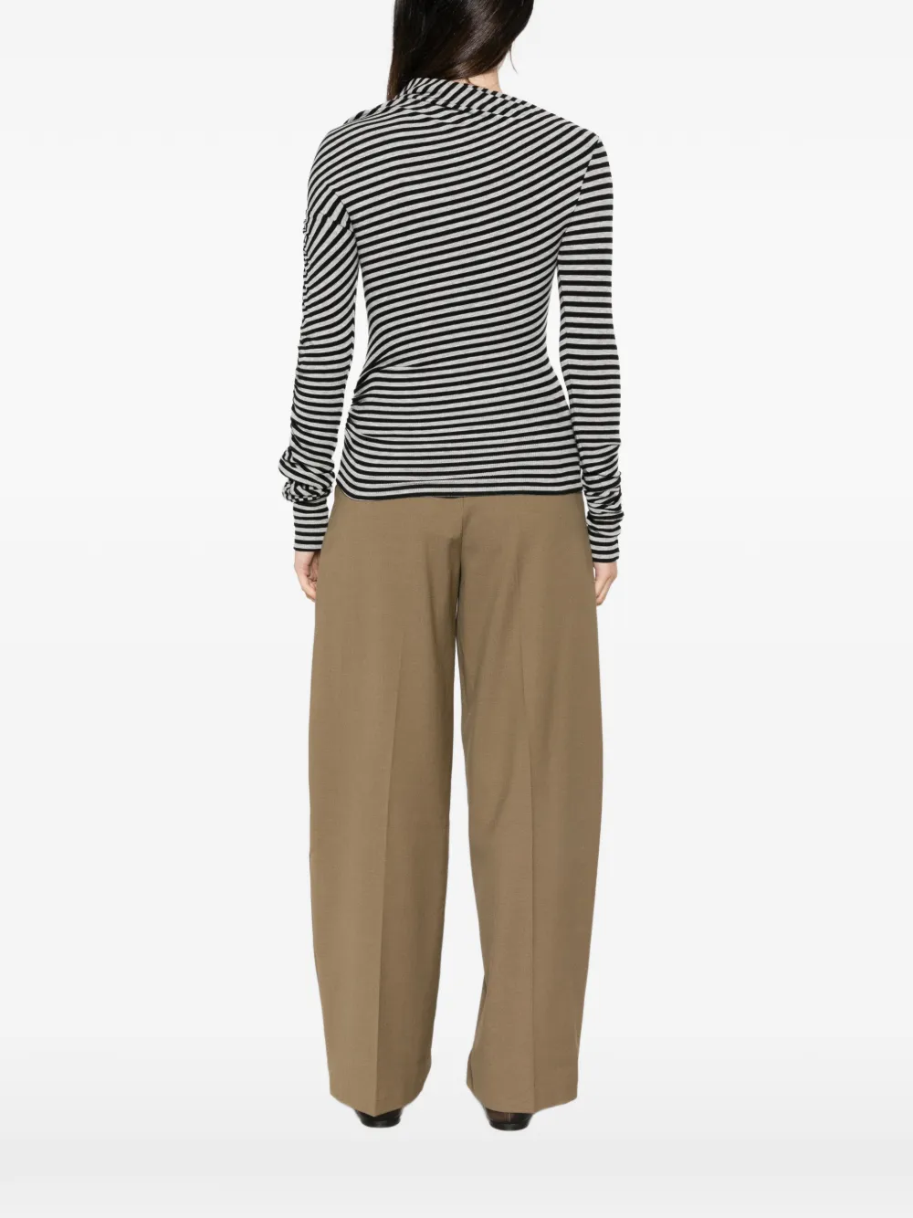 PINKO Gestreept gedrapeerd T-shirt Grijs