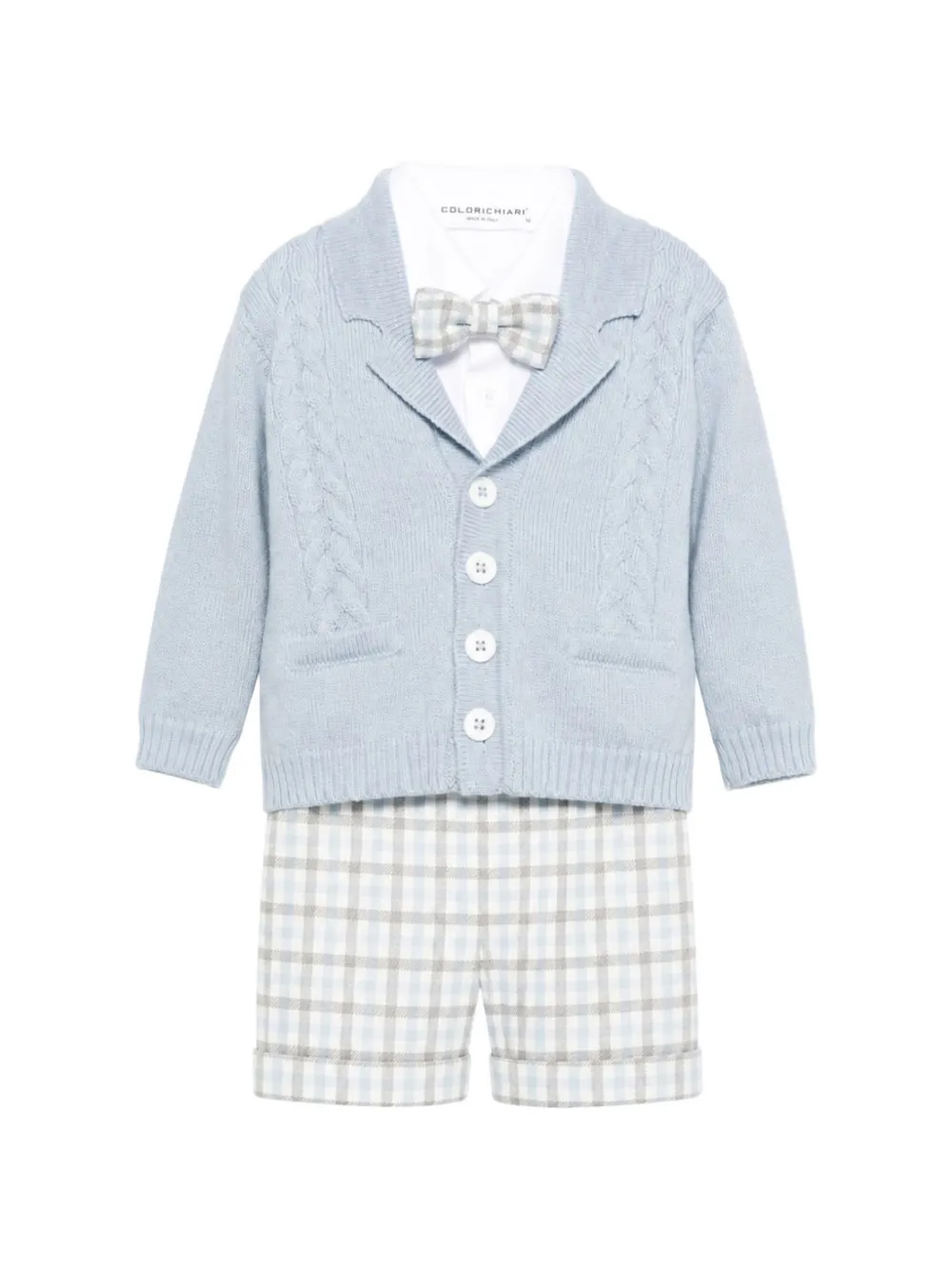 Colorichiari cable-knit check-pattern suit (set of four) - Blau