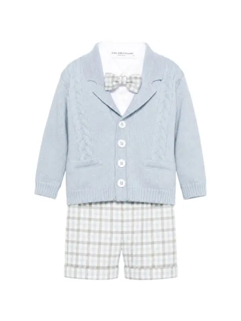 Colorichiari cable-knit check-pattern suit (set of four)
