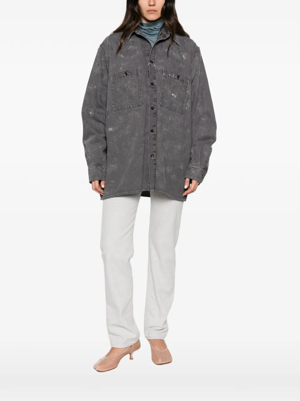MM6 Maison Margiela Gescheurd denim jack Grijs