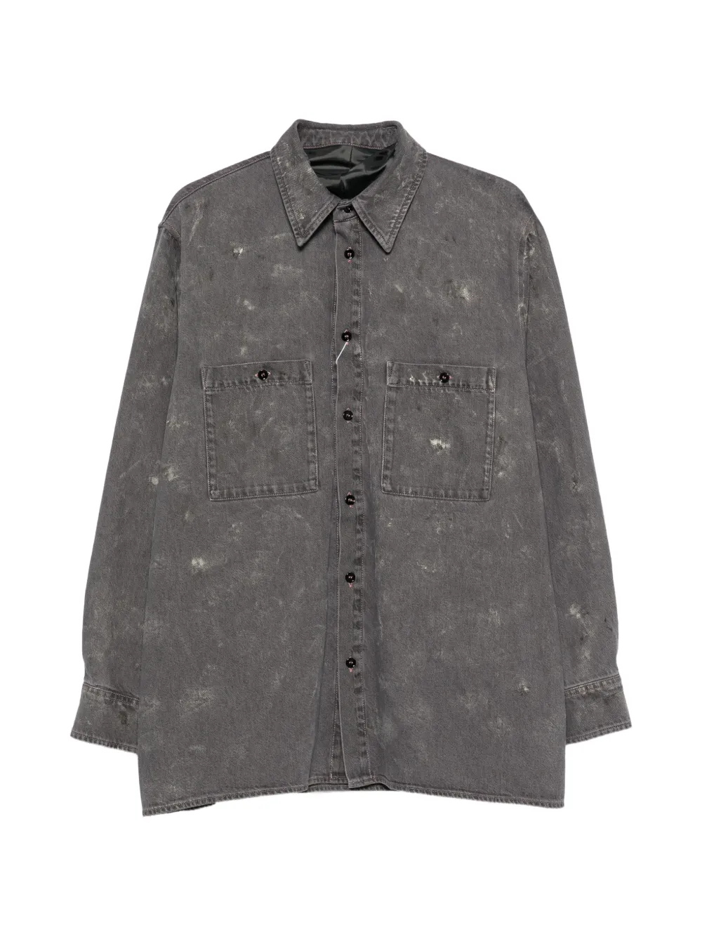 MM6 Maison Margiela distressed denim jacket - Gris