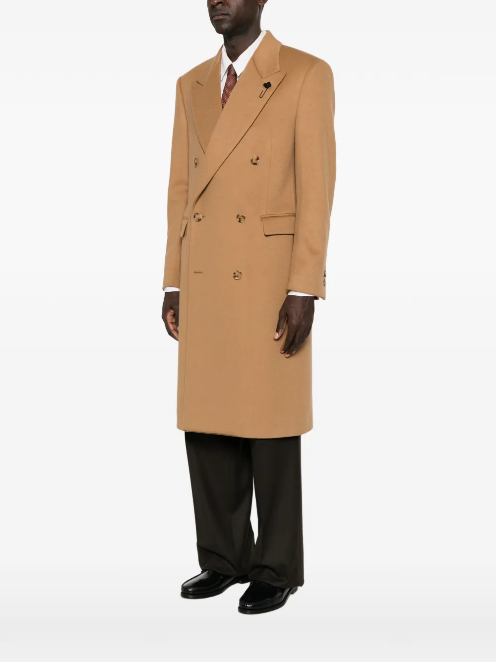 Lardini double-breasted peak-lapels coat - Toni neutri