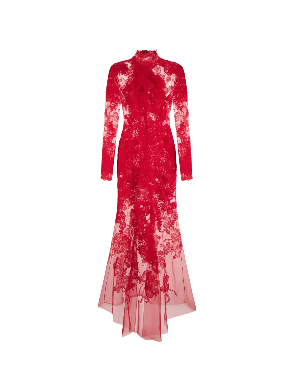 Ermanno Scervino lace-overlay bow-detail maxi dress - Rouge Ermanno Scervino lace-overlay bow-detail maxi dress - Rouge