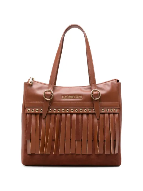 Love Moschino tote med frynsedetalje og hjerteformede snørehuller