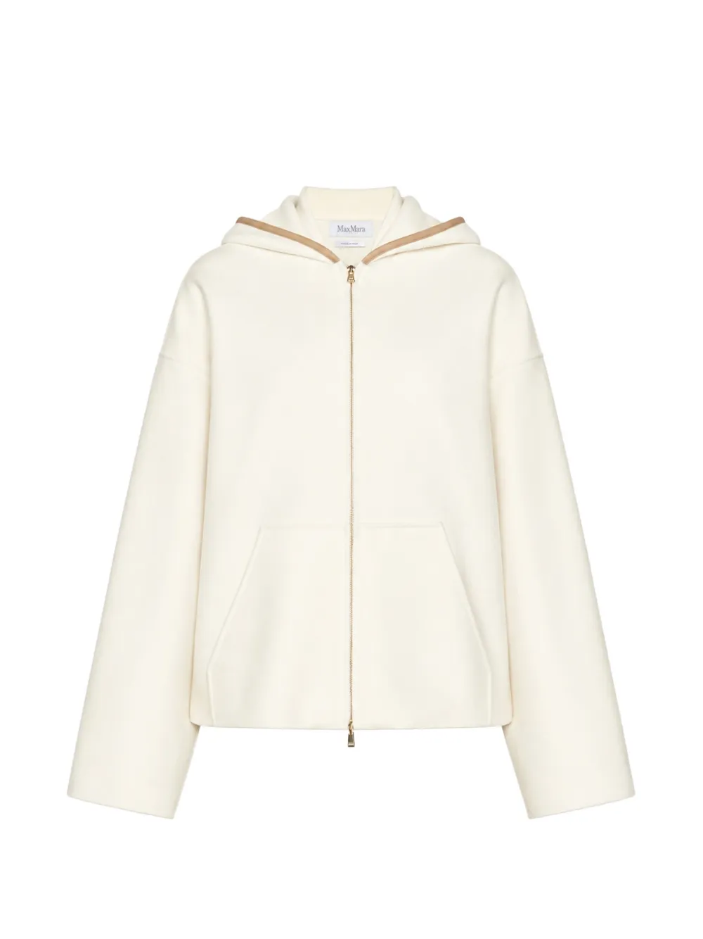 Max Mara MXMPETALI contrast-trim zip-up hoodie - Neutrals