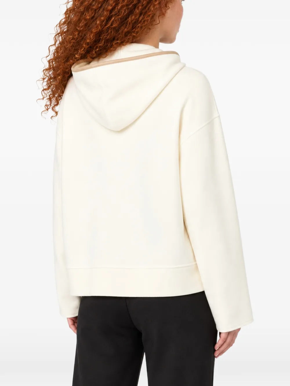 Max Mara MXMPETALI contrast-trim zip-up hoodie Beige