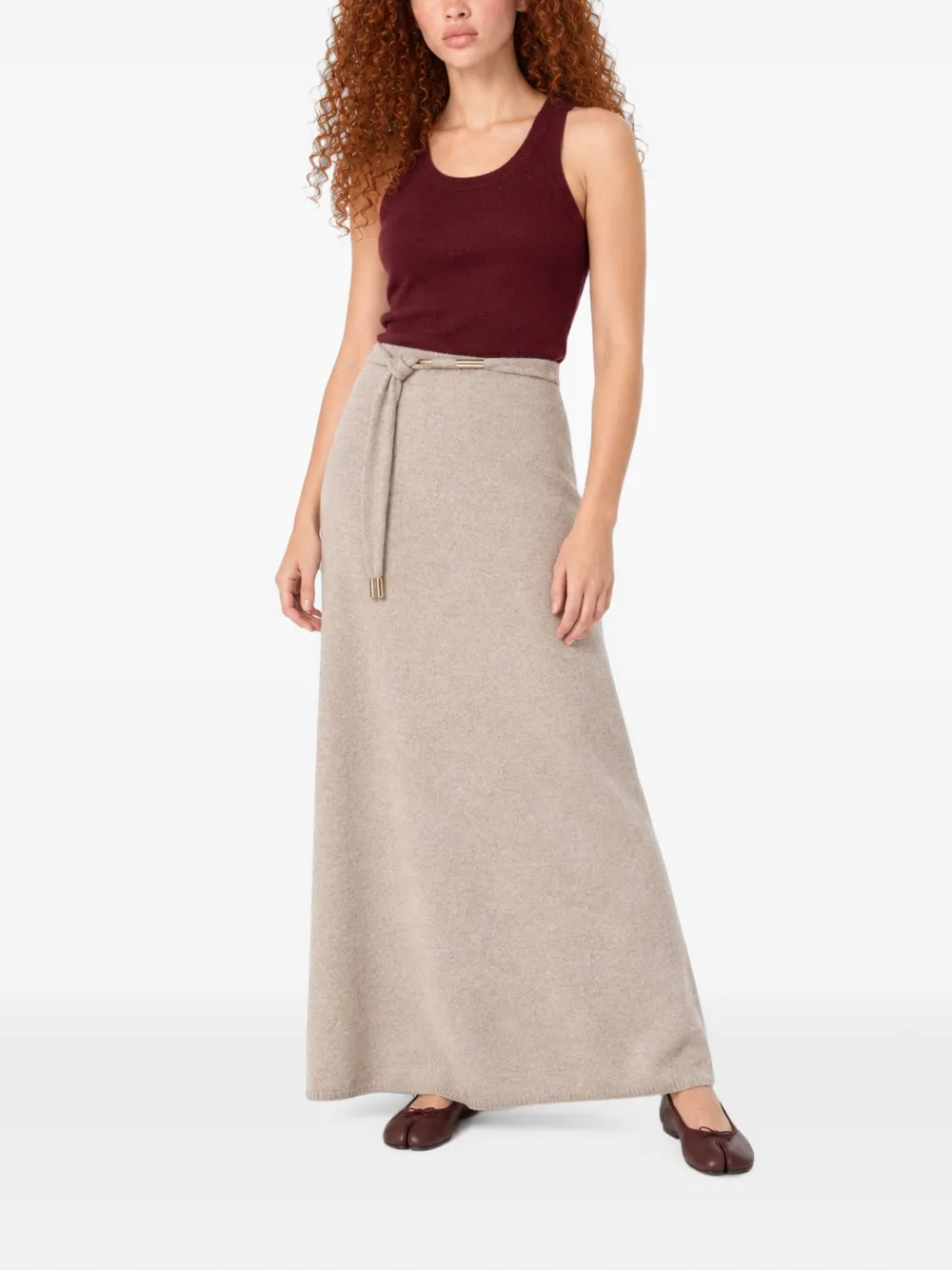 Max Mara Mxmoggi gebreide maxi-rok Beige